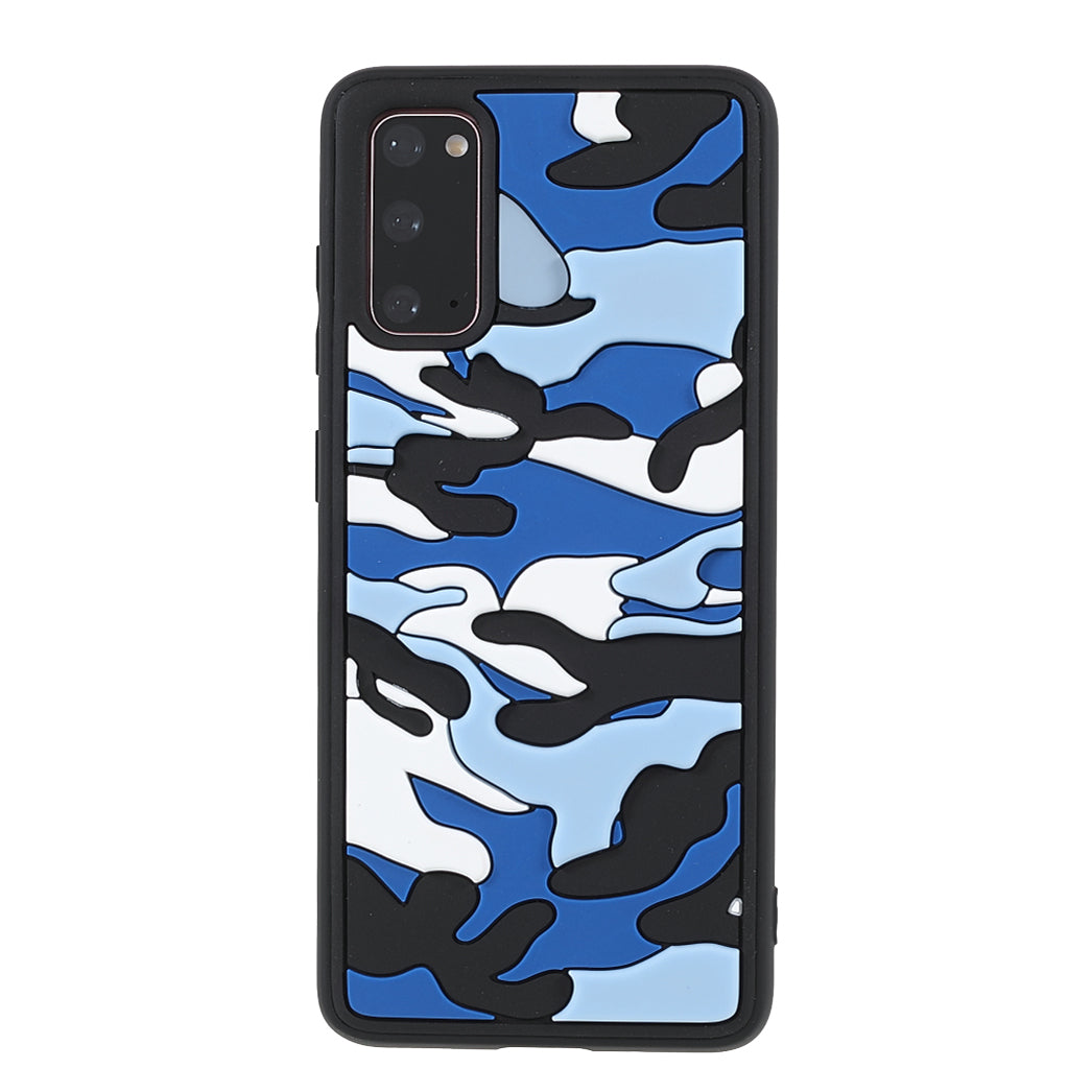 Scratch Resistant Rugged Camouflage Pattern Anti-fall TPU Phone Cover Case for Samsung Galaxy S20 4G/S20 5G - Blue