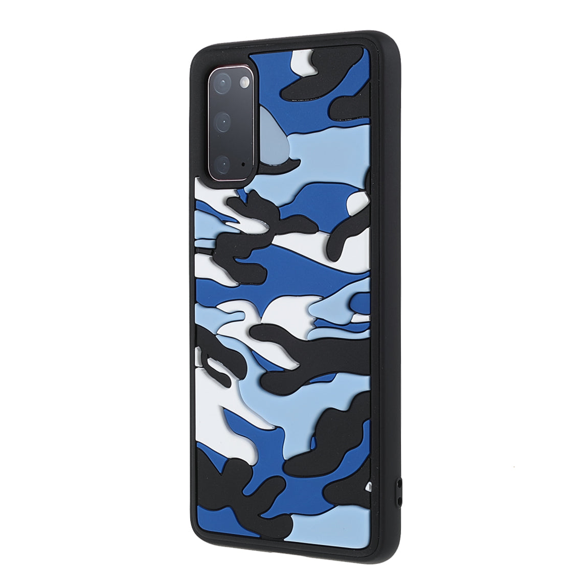 Scratch Resistant Rugged Camouflage Pattern Anti-fall TPU Phone Cover Case for Samsung Galaxy S20 4G/S20 5G - Blue