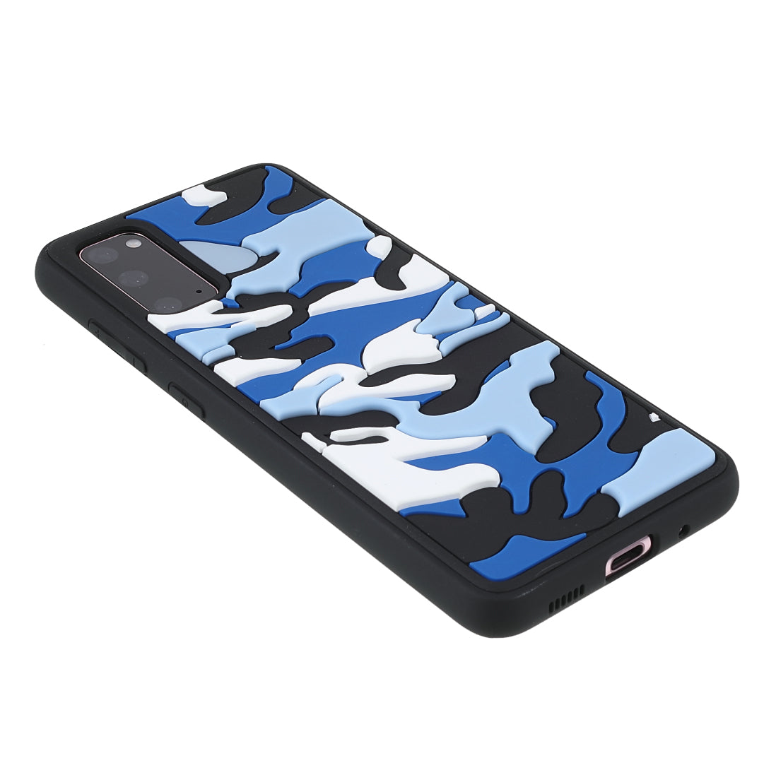 Scratch Resistant Rugged Camouflage Pattern Anti-fall TPU Phone Cover Case for Samsung Galaxy S20 4G/S20 5G - Blue