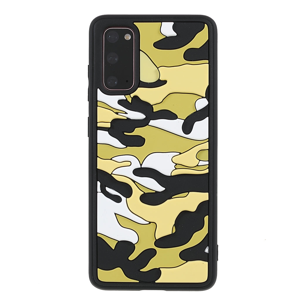 Scratch Resistant Rugged Camouflage Pattern Anti-fall TPU Phone Cover Case for Samsung Galaxy S20 4G/S20 5G - Yellow