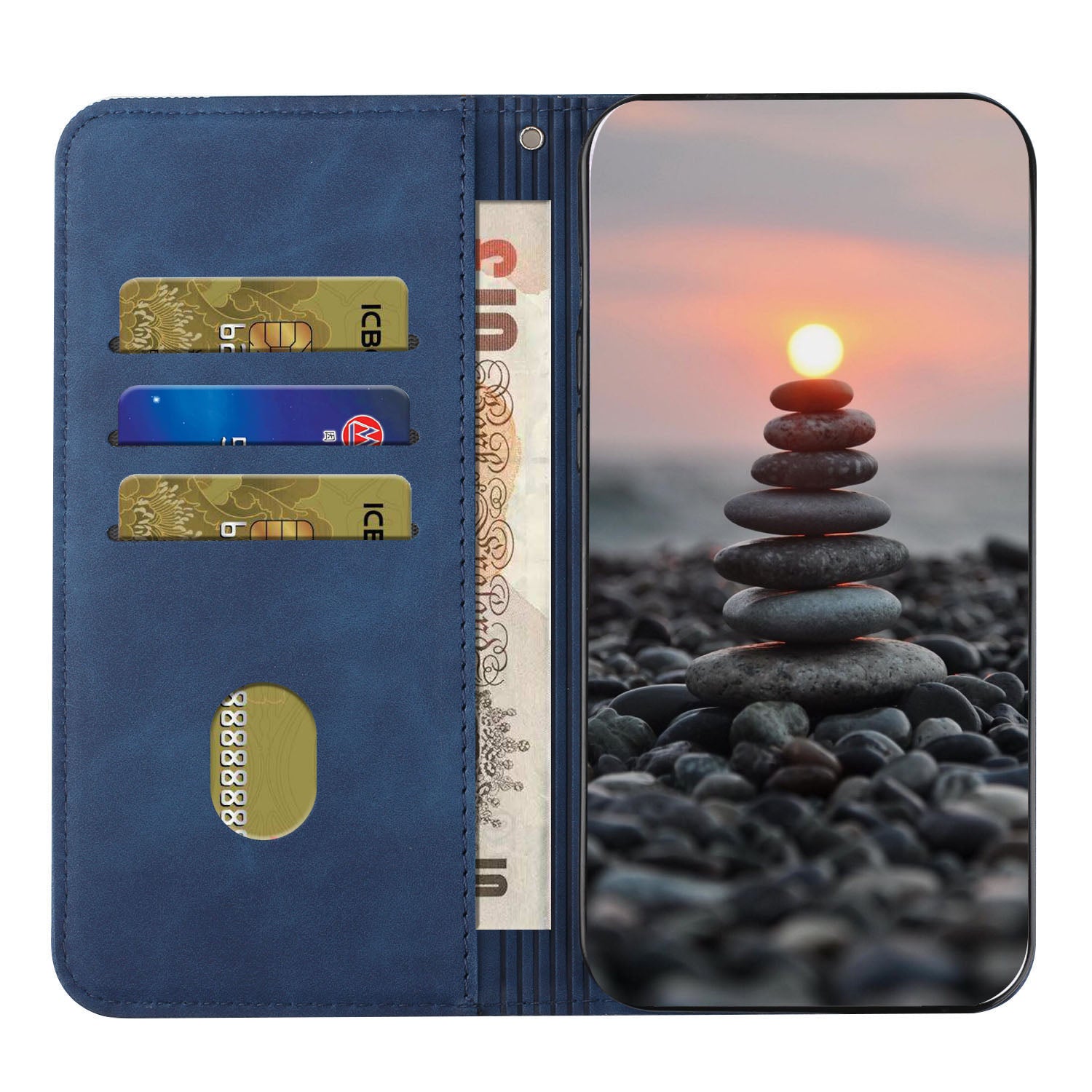 Business Style Strong Magnetic Auto Closing S-shaped Texture Skin-touch PU Leather Phone Case Wallet Cover for Samsung Galaxy S20 Ultra - Blue