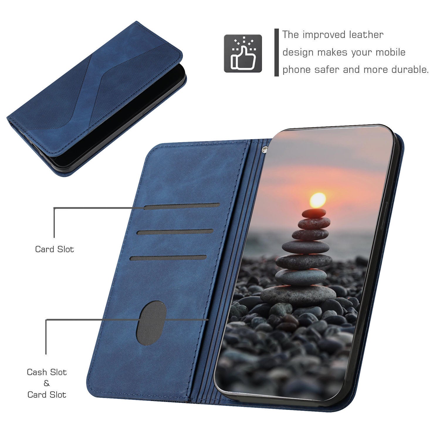 Business Style Strong Magnetic Auto Closing S-shaped Texture Skin-touch PU Leather Phone Case Wallet Cover for Samsung Galaxy S20 Ultra - Blue