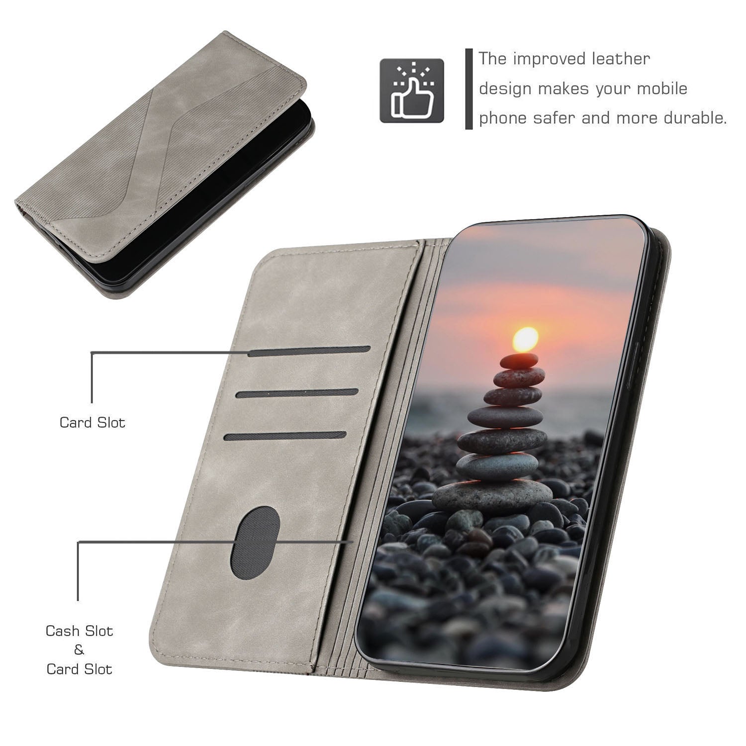 Business Style Strong Magnetic Auto Closing S-shaped Texture Skin-touch PU Leather Phone Case Wallet Cover for Samsung Galaxy S20 Ultra - Grey