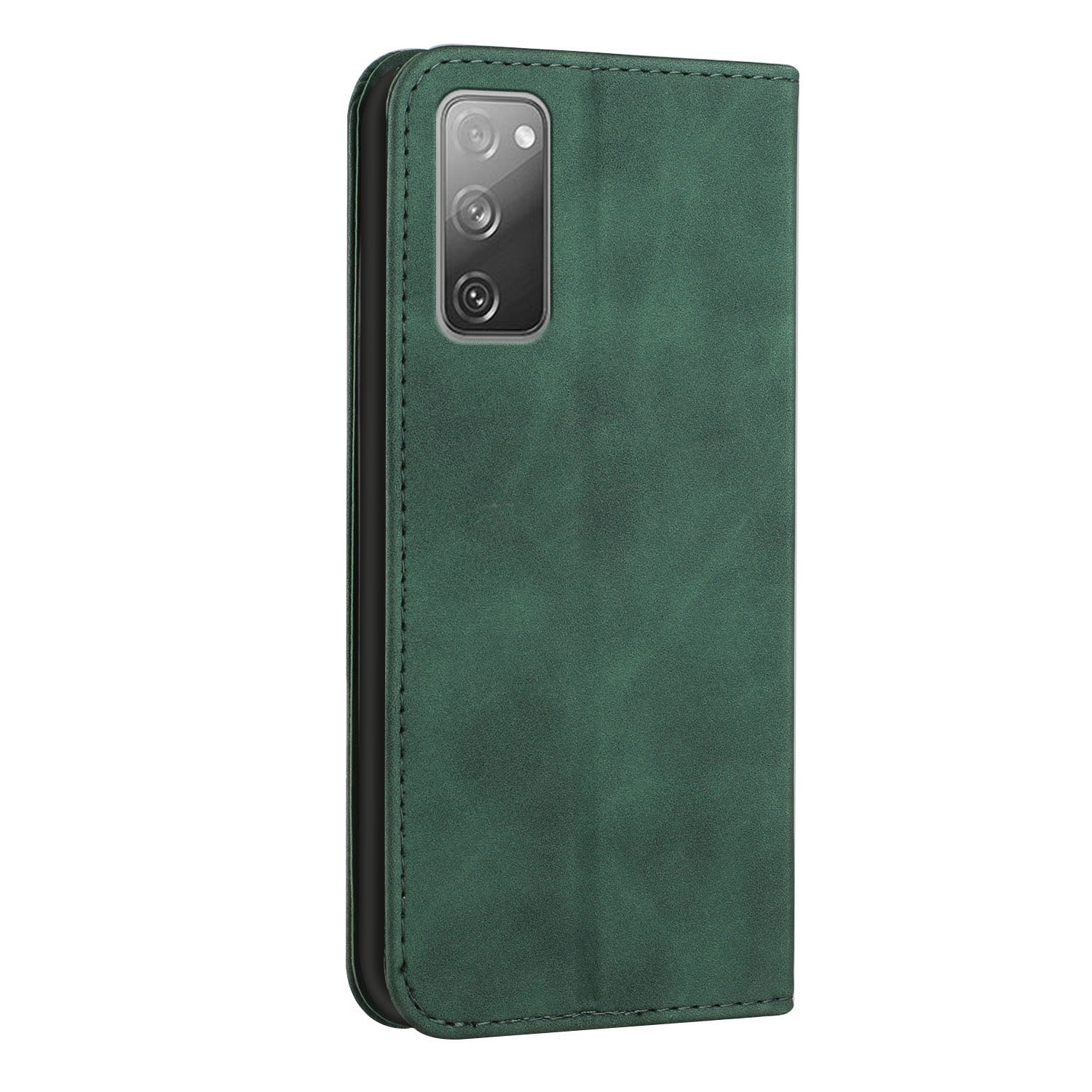 Auto-absorbed Magnetic Closure S-shaped Texture Leather Flip Wallet Stand Case for Samsung Galaxy S20 FE/S20 FE 5G/S20 Lite/S20 FE 2022 - Green