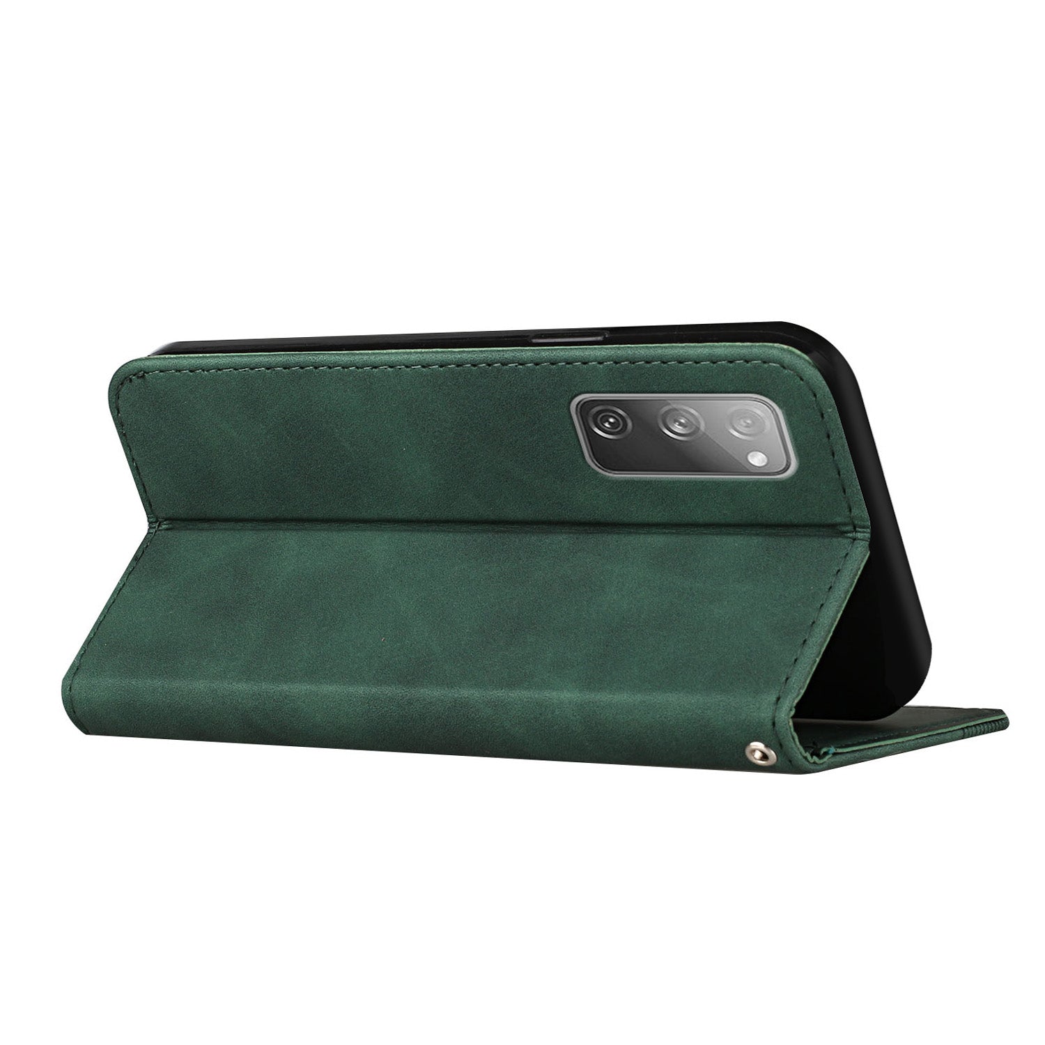 Auto-absorbed Magnetic Closure S-shaped Texture Leather Flip Wallet Stand Case for Samsung Galaxy S20 FE/S20 FE 5G/S20 Lite/S20 FE 2022 - Green