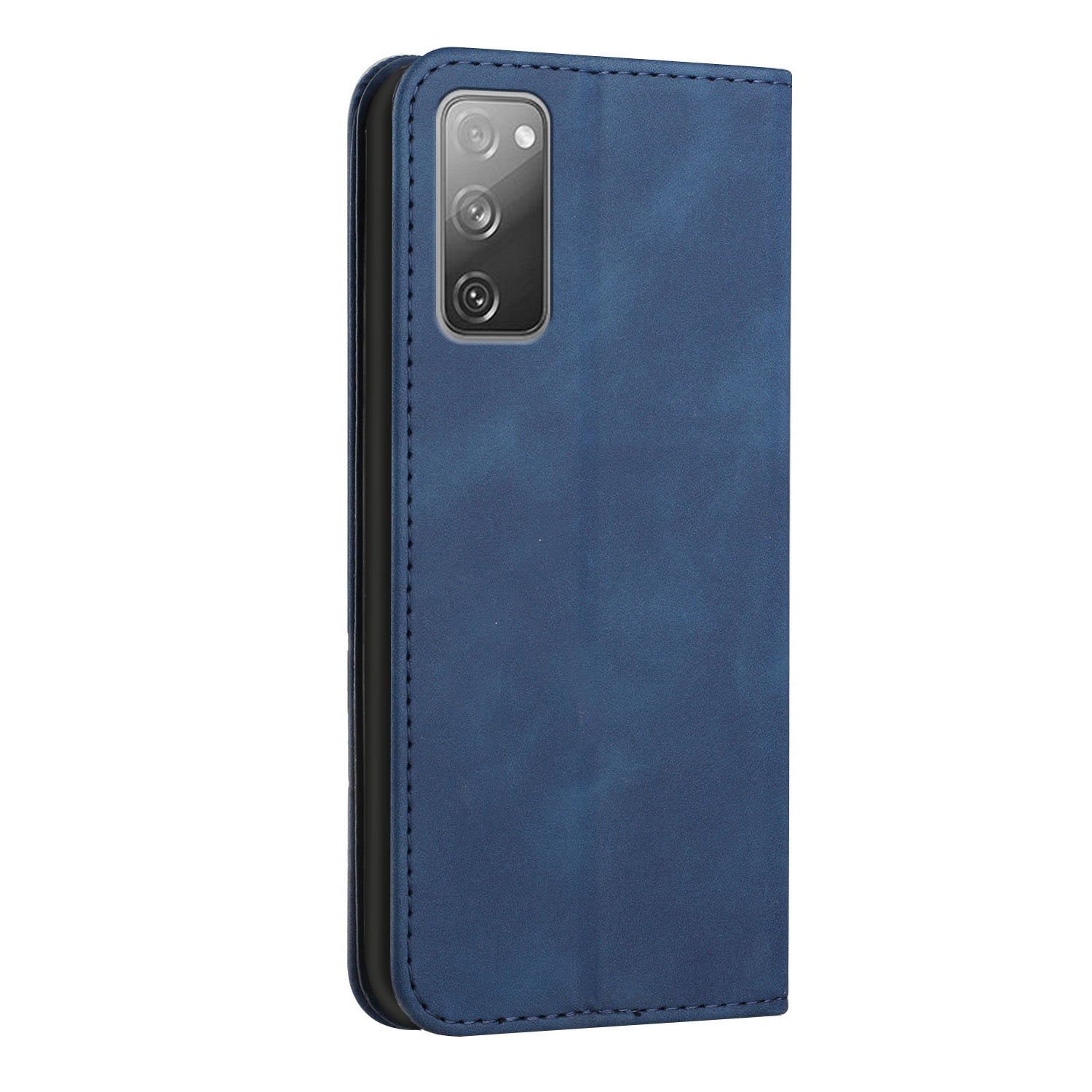 Auto-absorbed Magnetic Closure S-shaped Texture Leather Flip Wallet Stand Case for Samsung Galaxy S20 FE/S20 FE 5G/S20 Lite/S20 FE 2022 - Blue