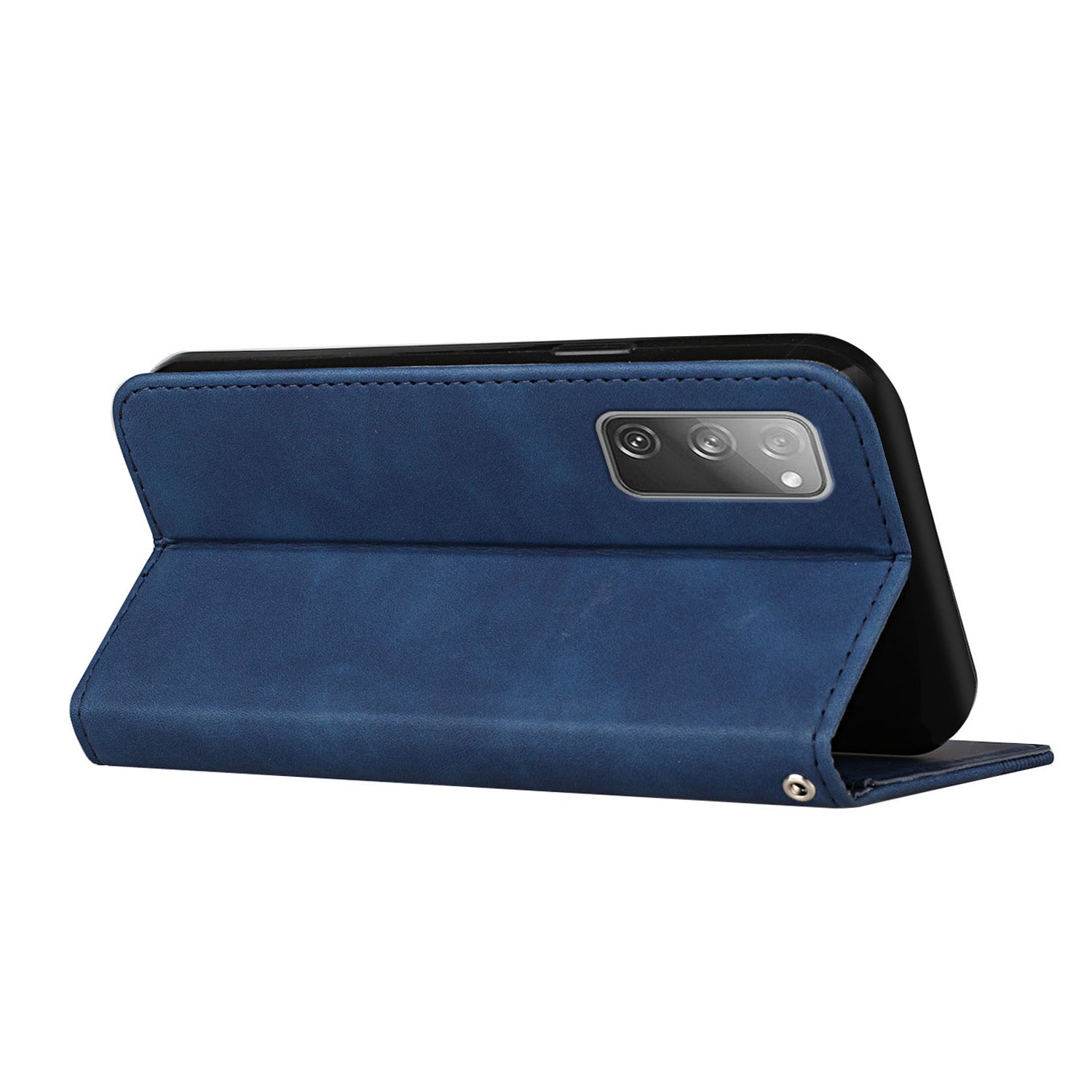 Auto-absorbed Magnetic Closure S-shaped Texture Leather Flip Wallet Stand Case for Samsung Galaxy S20 FE/S20 FE 5G/S20 Lite/S20 FE 2022 - Blue