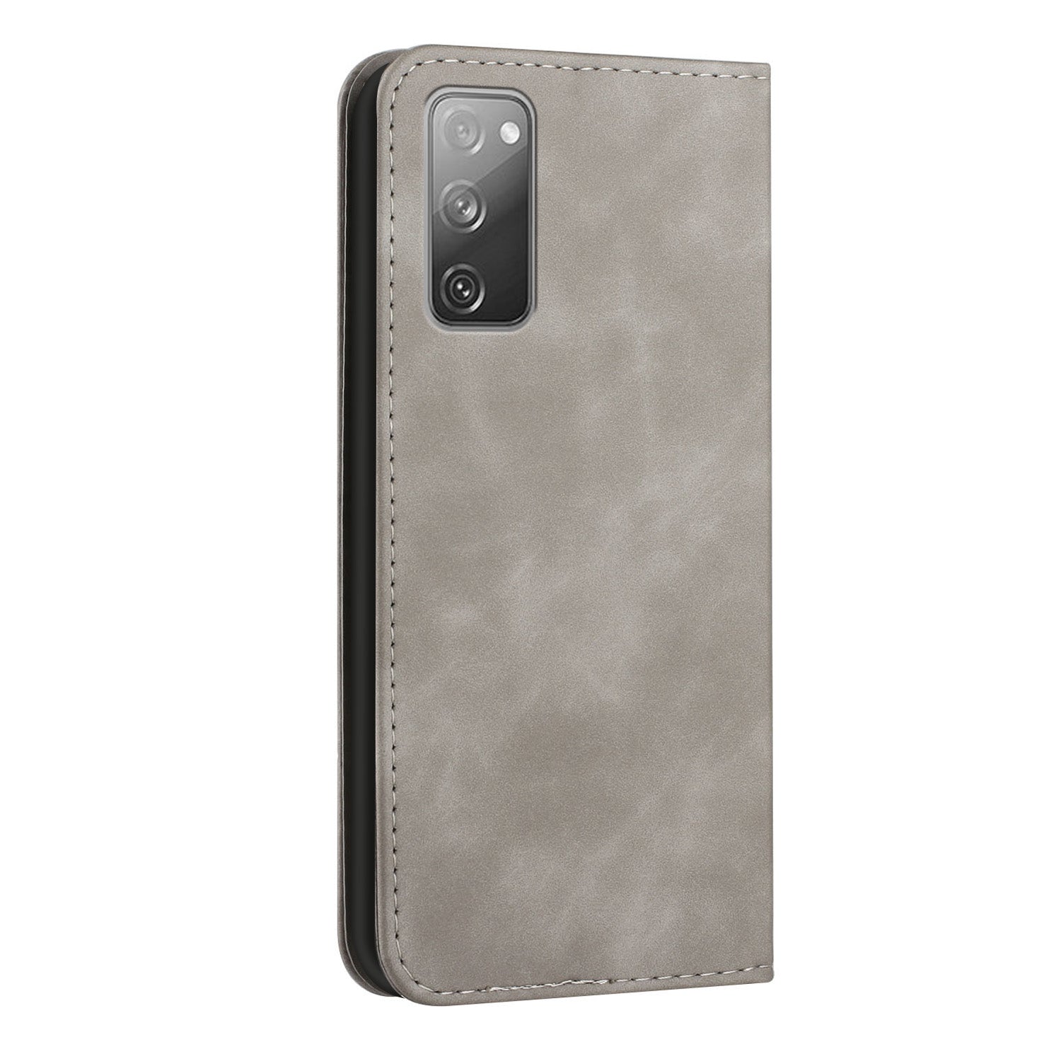 Auto-absorbed Magnetic Closure S-shaped Texture Leather Flip Wallet Stand Case for Samsung Galaxy S20 FE/S20 FE 5G/S20 Lite/S20 FE 2022 - Grey