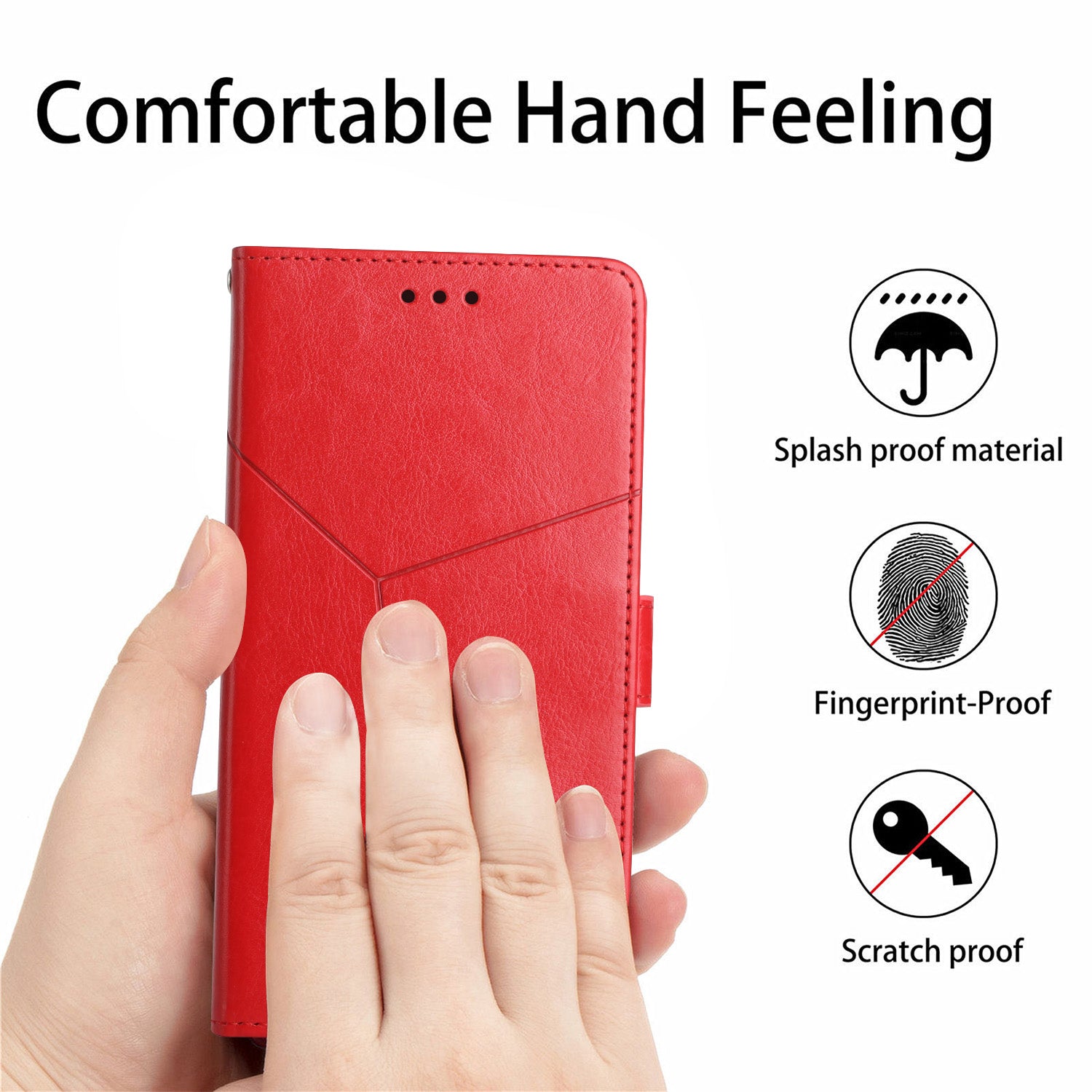 Imprinting Y-shaped Line Shockproof PU Leather Wallet Phone Case Cover with Lanyard for Samsung Galaxy S20 4G/S20 5G - Red