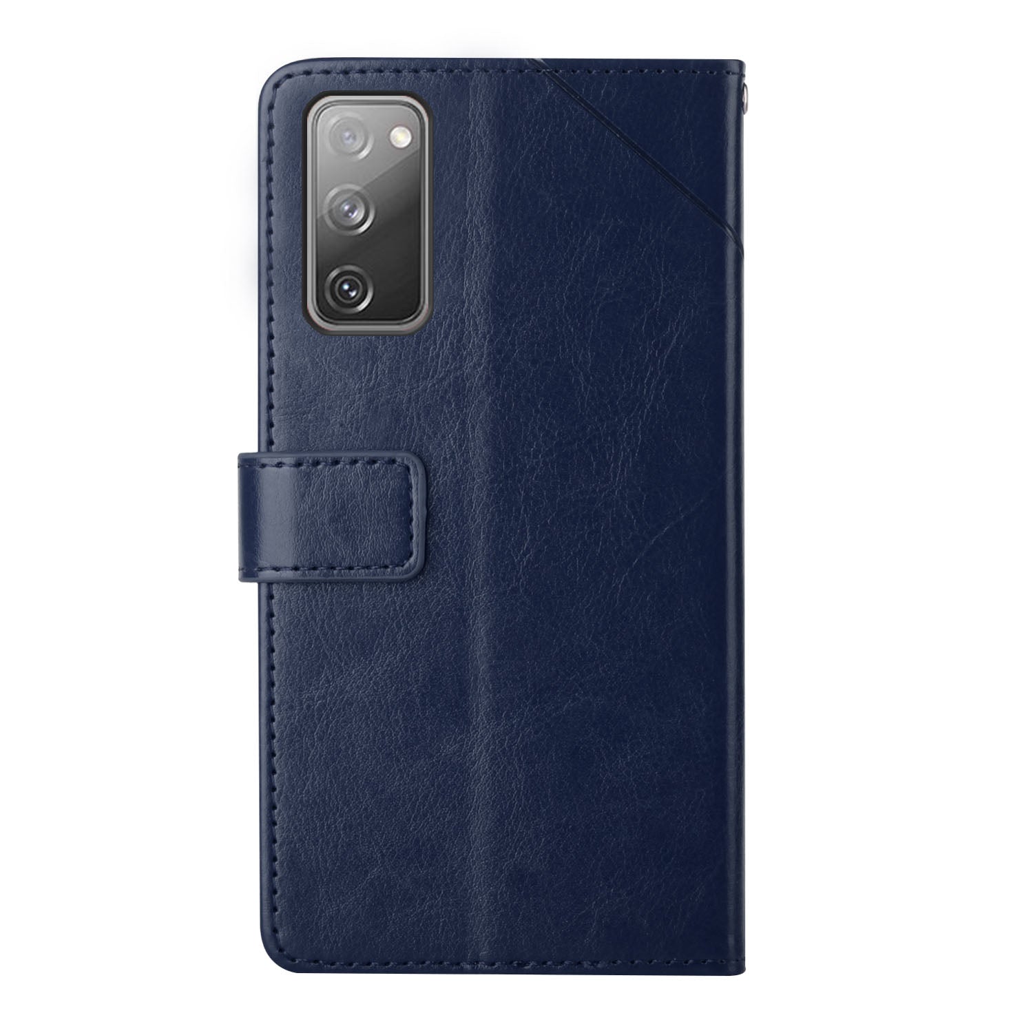 Drop-resistant Imprinting Y-shaped Line Wallet Stand Leather Protective Phone Shell Cover for Samsung Galaxy S20 FE/S20 FE 5G/S20 Lite/S20 FE 2022 - Blue