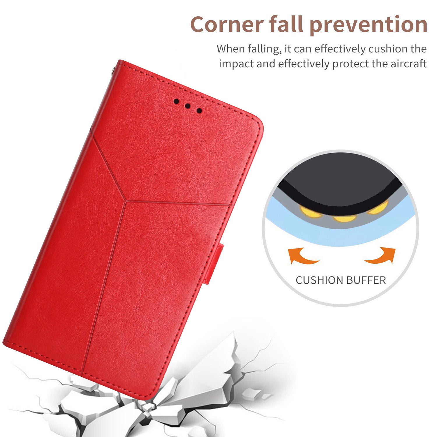 Y-shaped Line Imprinting Shock-absorbed PU Leather Phone Wallet Shell Stand Cover for Samsung Galaxy S20 Plus 4G/5G - Red