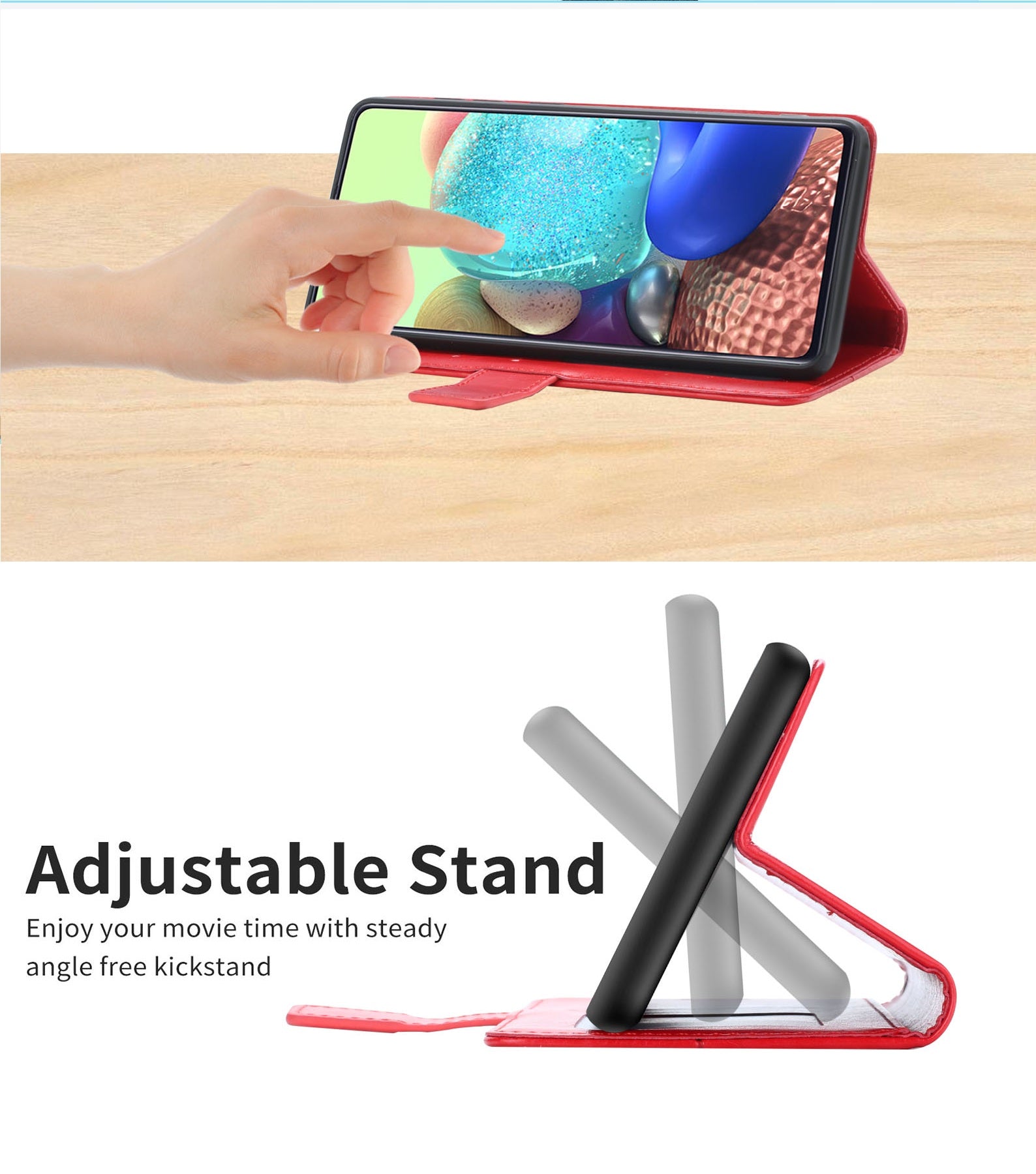 Imprinting Y-shaped Line Leather Wallet Stand Phone Cover with Wrist Strap for Samsung Galaxy S20 Ultra - Red