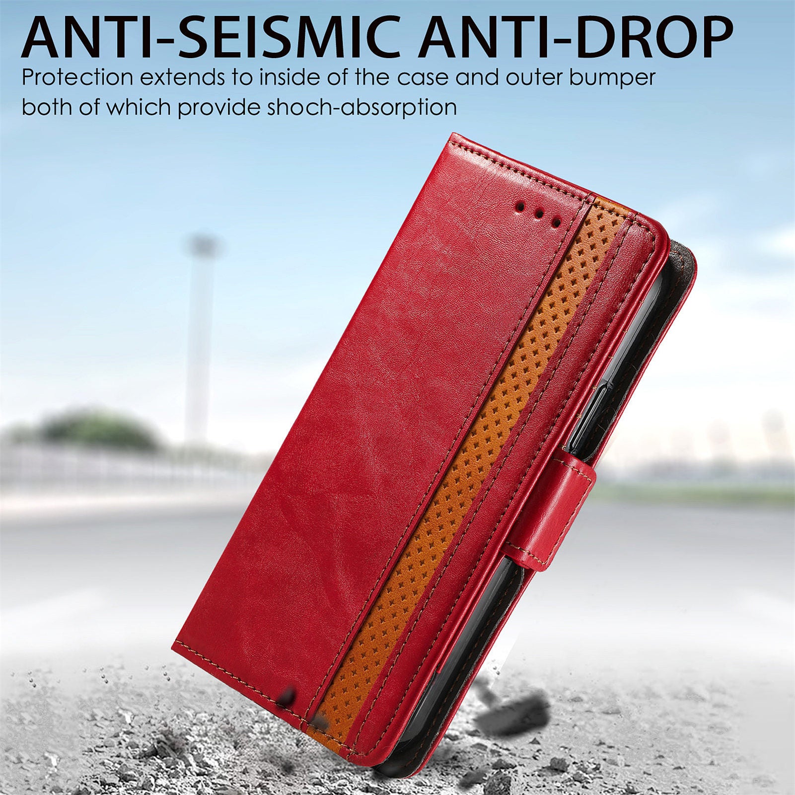 CASENEO 002 Series Scratch-Resistant Anti-Drop Business Style Splicing PU Leather Stand Wallet Case for Samsung Galaxy S20 FE/S20 FE 5G/S20 Lite/S20 FE 2022 - Red