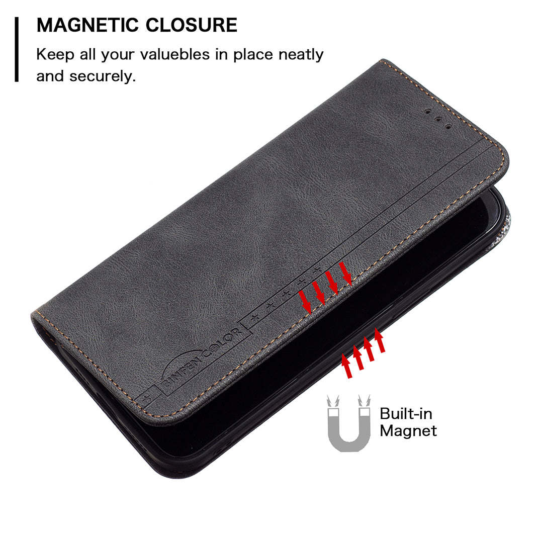 BINFEN COLOR BF08 PU Leather RFID Blocking Magnetic Auto Closing Phone Case Cover with Stand Wallet for Samsung Galaxy S20 4G/S20 5G - Black