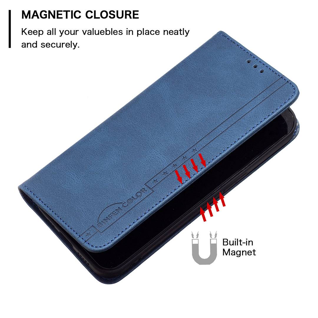 BINFEN COLOR BF08 PU Leather RFID Blocking Magnetic Auto Closing Phone Case Cover with Stand Wallet for Samsung Galaxy S20 4G/S20 5G - Blue