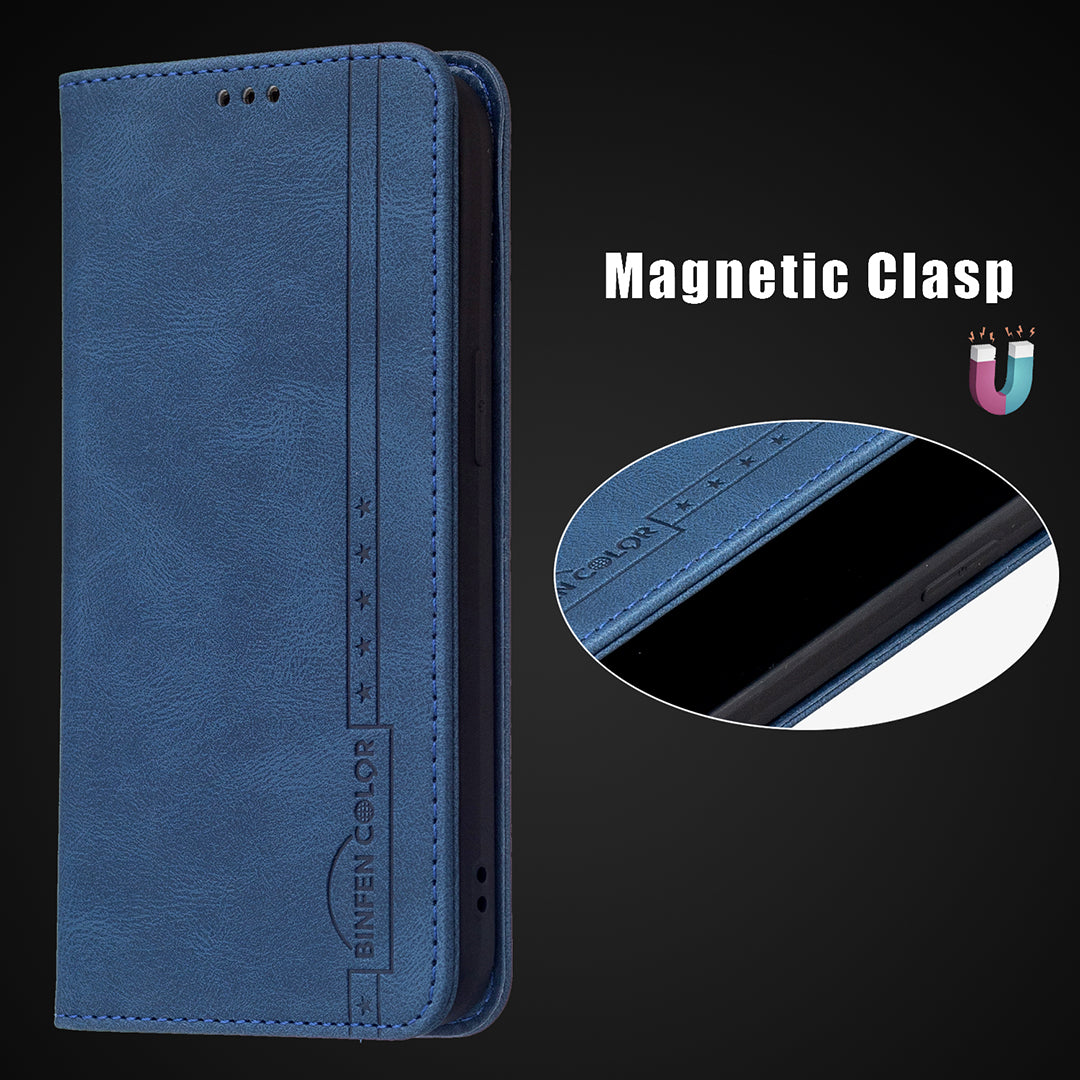 BINFEN COLOR BF08 PU Leather RFID Blocking Magnetic Auto Closing Phone Case Cover with Stand Wallet for Samsung Galaxy S20 4G/S20 5G - Blue