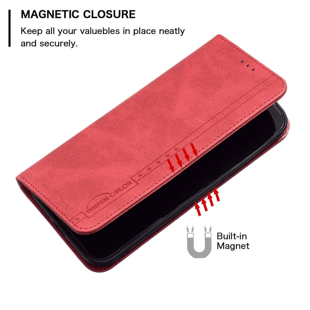 BINFEN COLOR BF08 PU Leather RFID Blocking Magnetic Auto Closing Phone Case Cover with Stand Wallet for Samsung Galaxy S20 4G/S20 5G - Red