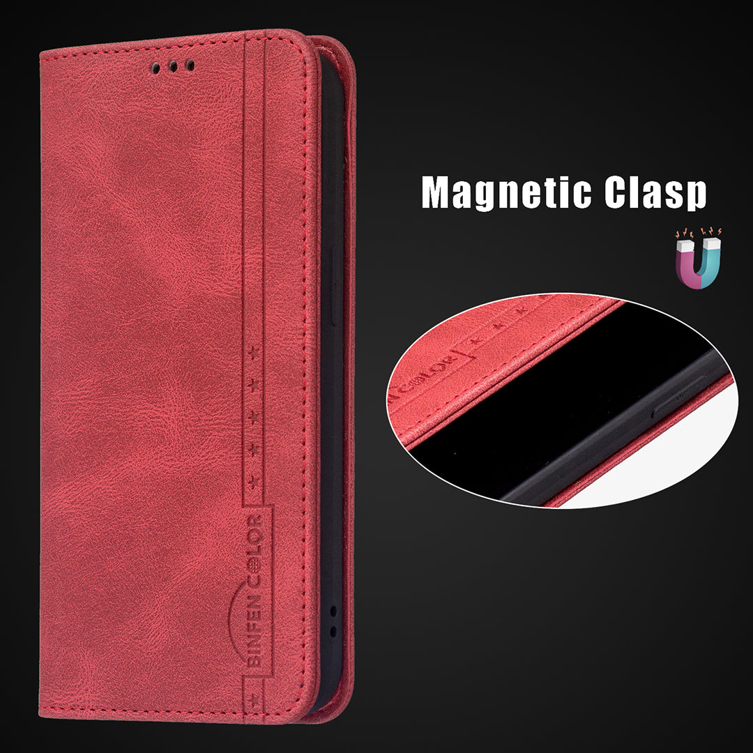 BINFEN COLOR BF08 PU Leather RFID Blocking Magnetic Auto Closing Phone Case Cover with Stand Wallet for Samsung Galaxy S20 4G/S20 5G - Red