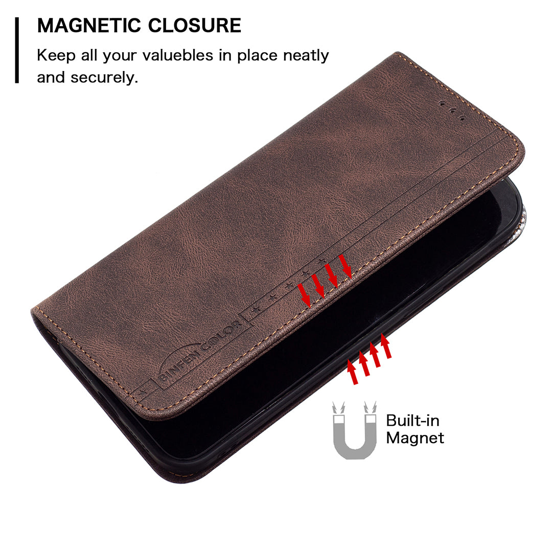 BINFEN COLOR BF08 PU Leather RFID Blocking Magnetic Auto Closing Phone Case Cover with Stand Wallet for Samsung Galaxy S20 4G/S20 5G - Brown