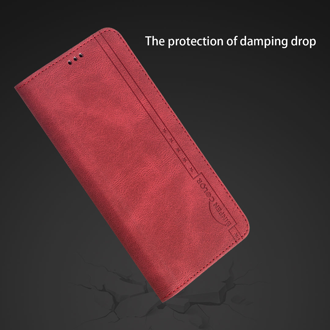 BINFEN COLOR Scratch Resistant Anti-swiping Design PU Leather Phone Case Stand Cover for Samsung Galaxy S20 Plus - Red