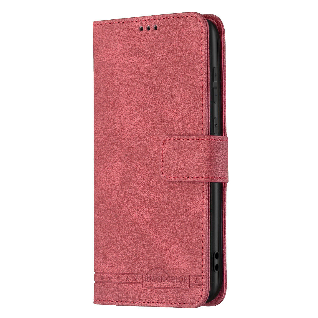 BINFEN COLOR Privacy Protection Design RFID Blocking Stand Shell Wallet Phone Case Phone Cover for Samsung Galaxy S20 Plus 4G/5G - Red