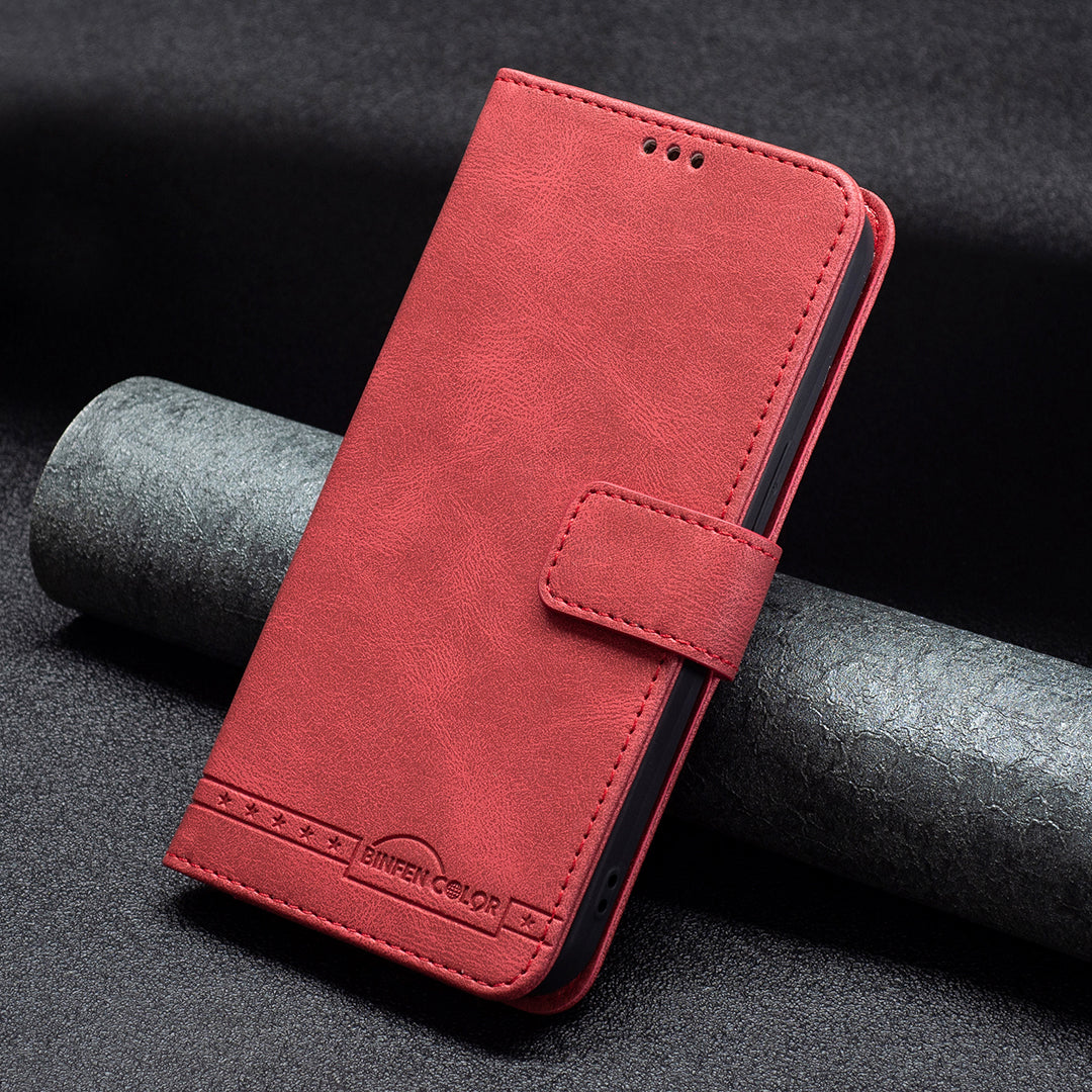 BINFEN COLOR Privacy Protection Design RFID Blocking Stand Shell Wallet Phone Case Phone Cover for Samsung Galaxy S20 Plus 4G/5G - Red