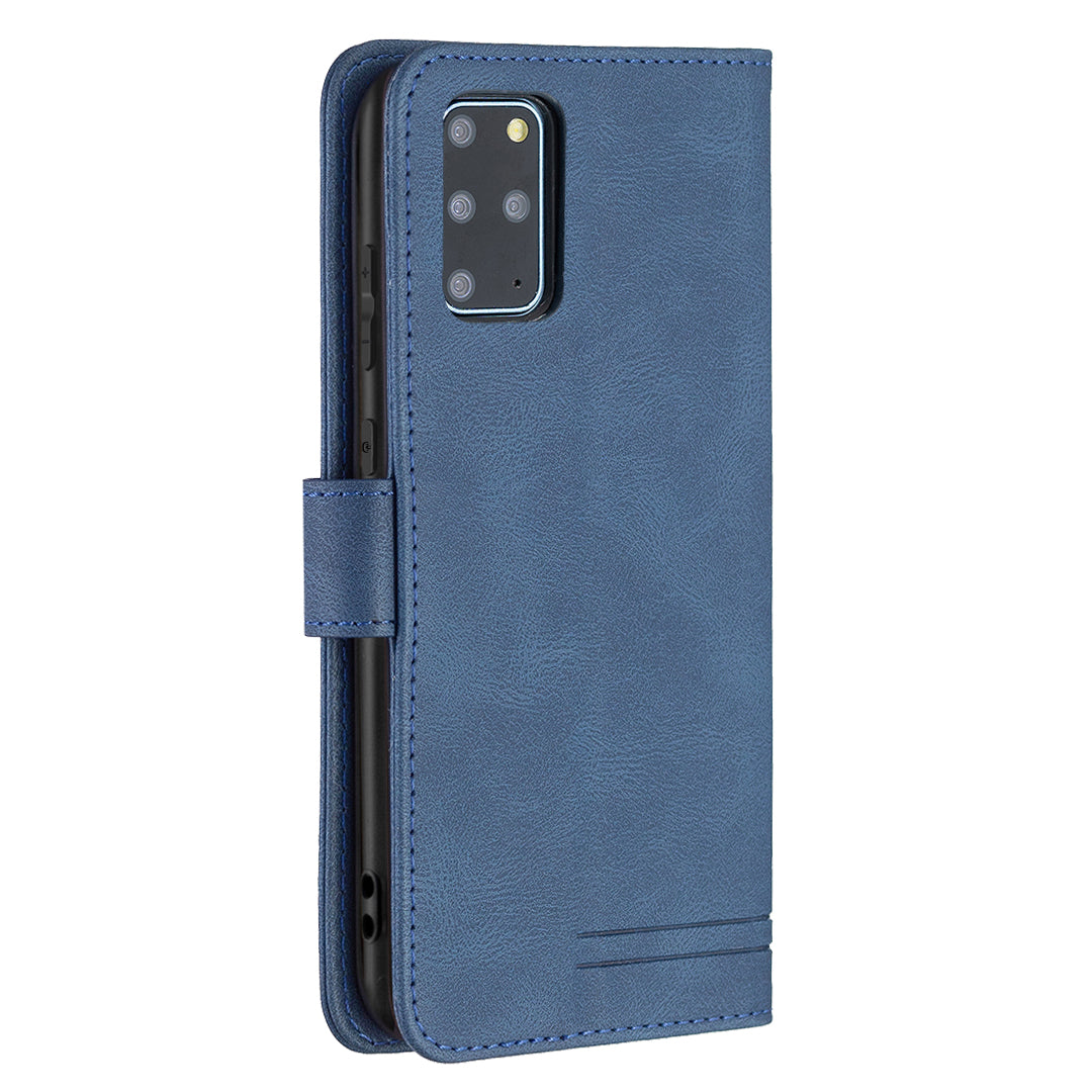 BINFEN COLOR Privacy Protection Design RFID Blocking Stand Shell Wallet Phone Case Phone Cover for Samsung Galaxy S20 Plus 4G/5G - Blue