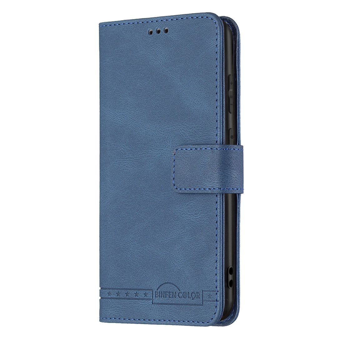 BINFEN COLOR BF09 RFID Blocking PU Leather Wallet Stand Protective Phone Case Cover for Samsung Galaxy S20 Ultra - Blue