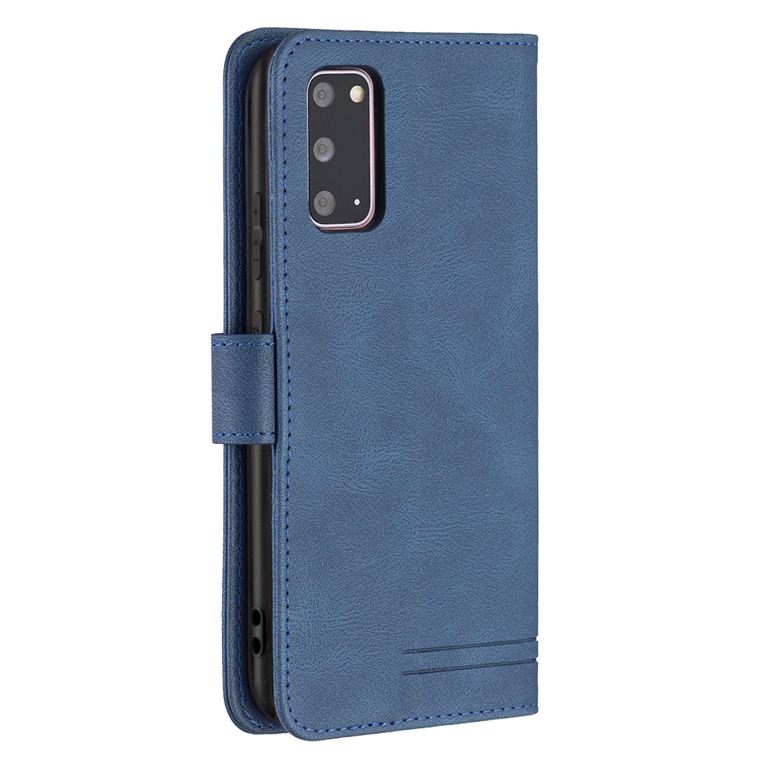 BINFEN COLOR BF09 RFID Blocking Anti-swiping Full Protection Leather Phone Wallet Case Stand Cover for Samsung Galaxy S20 4G/S20 5G - Blue