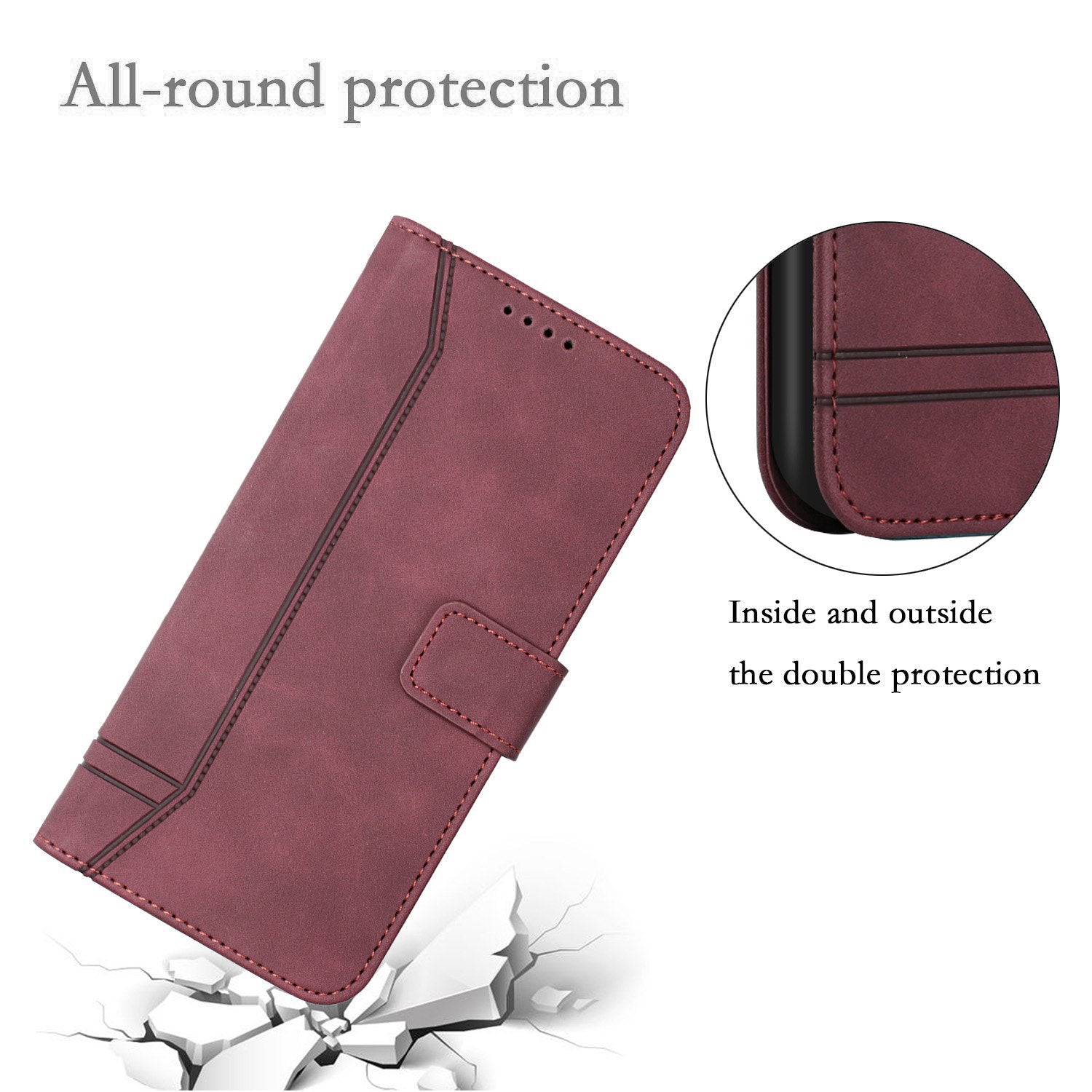 003 Series Imprinted Heart Shape Pattern Skin-touch PU Leather Stand Wallet Flip Cover with Strap for Samsung Galaxy S20 FE 2022/S20 FE/S20 FE 5G/S20 Lite - Wine Red