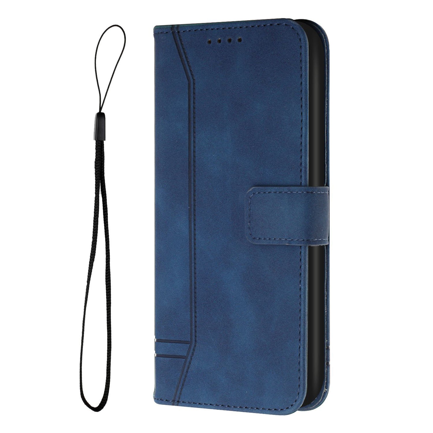 003 Series Imprinted Heart Shape Pattern Skin-touch PU Leather Stand Wallet Flip Cover with Strap for Samsung Galaxy S20 FE 2022/S20 FE/S20 FE 5G/S20 Lite - Blue