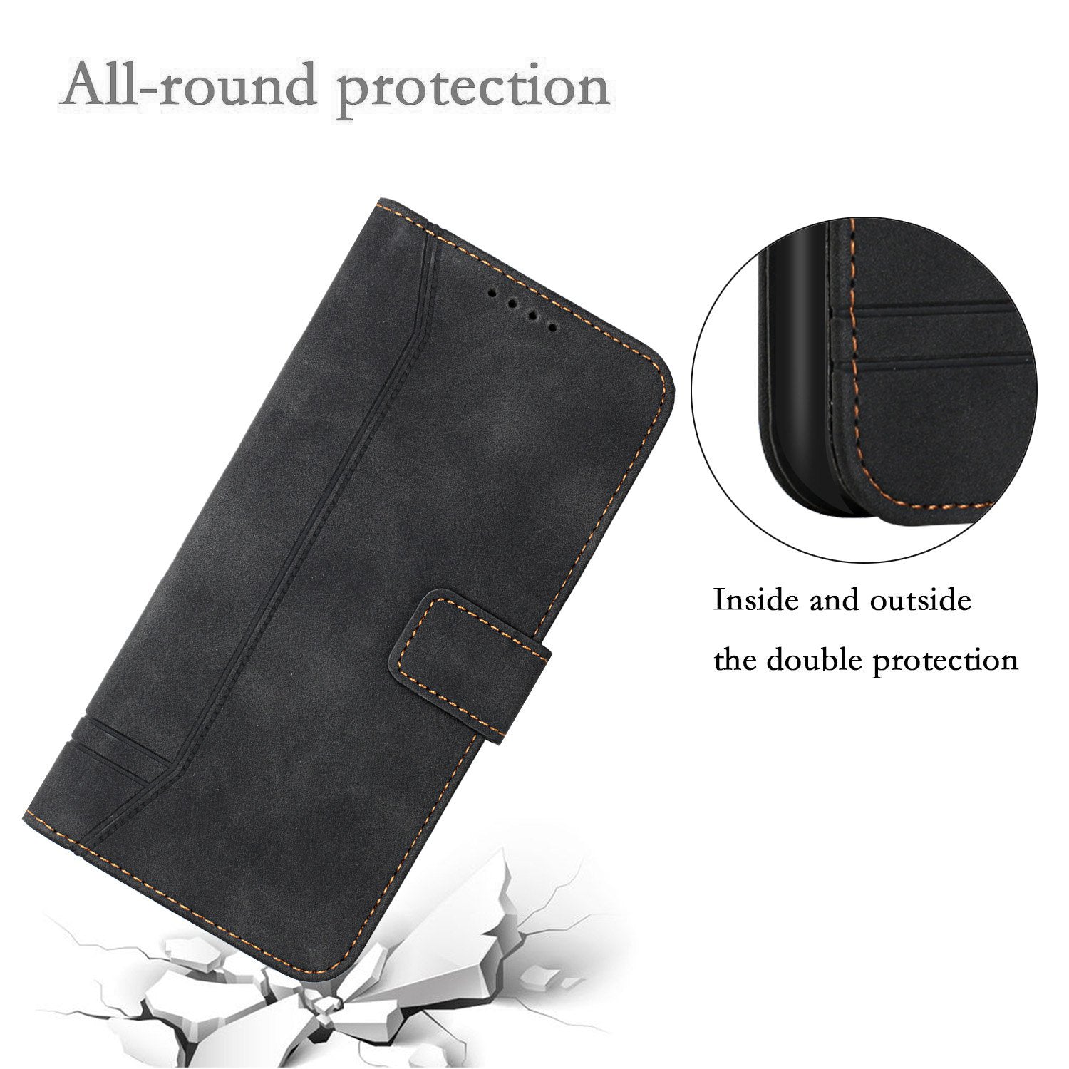 003 Series Heart Shape Imprinted Skin-touch Leather Wallet Stand Magnetic Flip Phone Cover with Strap for Samsung Galaxy S20 Plus 4G / 5G - Black