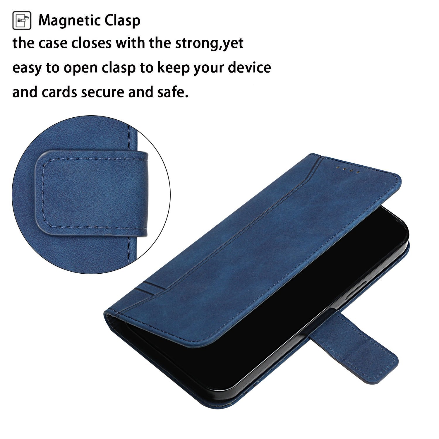 003 Series Heart Shape Imprinted Skin-touch Leather Wallet Stand Magnetic Flip Phone Cover with Strap for Samsung Galaxy S20 Plus 4G / 5G - Blue