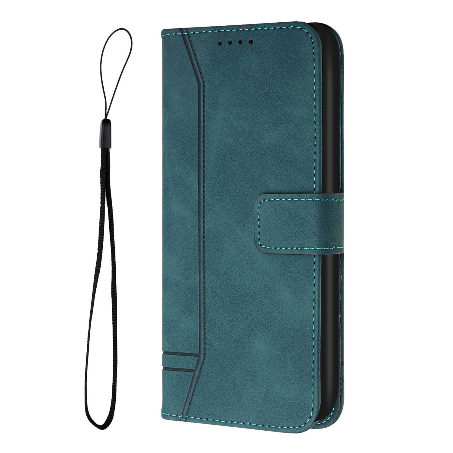 003 Series Heart Shape Imprinted Skin-touch PU Leather Wallet Stand Flip Protective Case with Strap for Samsung Galaxy S20 4G/S20 5G - Green