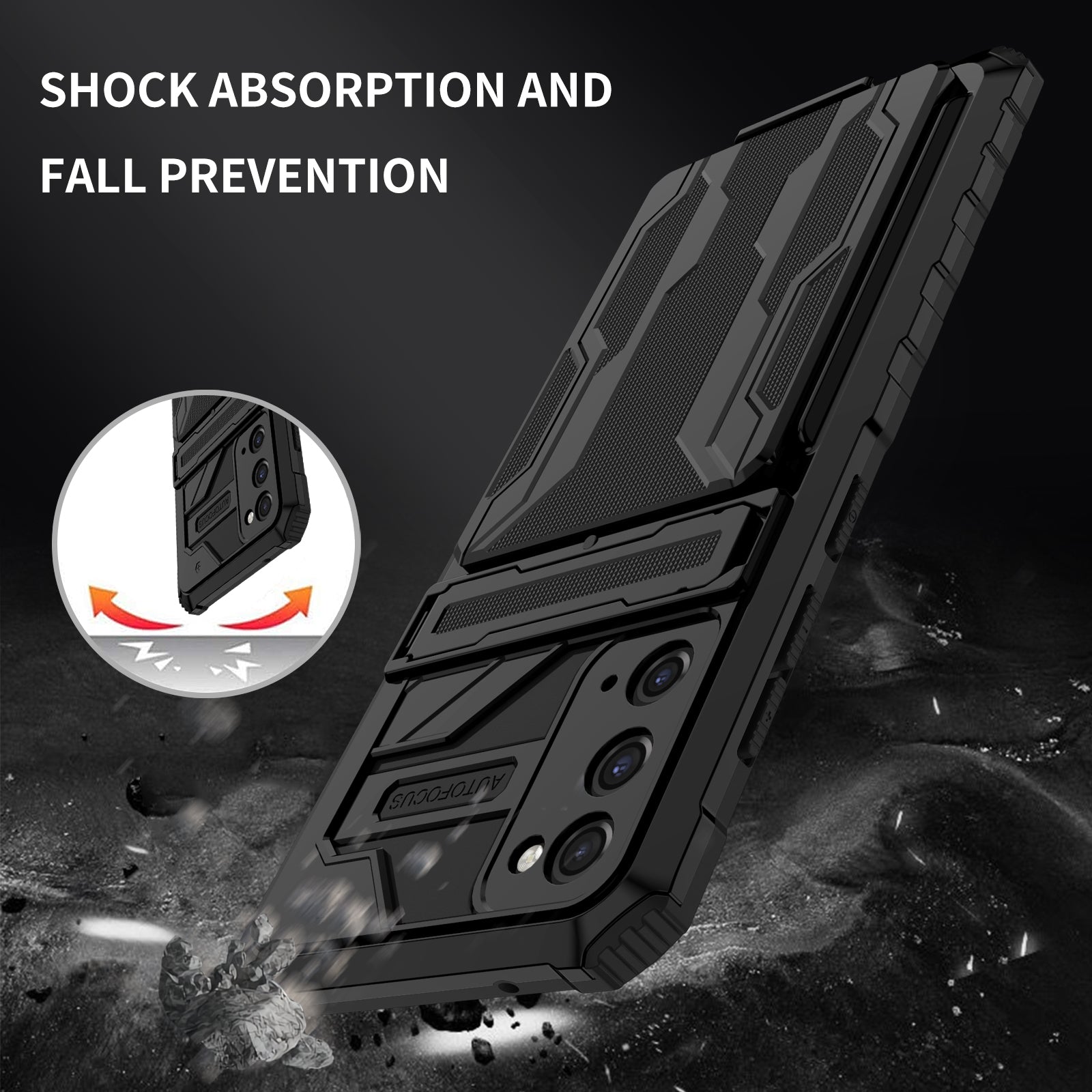 Detachable Card Slot Design PC + TPU Phone Hybrid Case Shell with Kickstand for Samsung Galaxy S20 FE 2022/S20 FE/S20 FE 5G/S20 Lite - Black