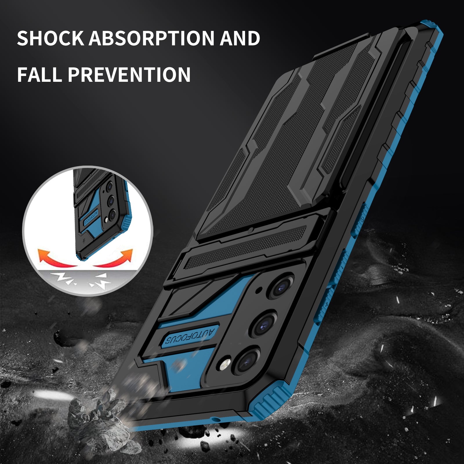 Detachable Card Slot Design PC + TPU Phone Hybrid Case Shell with Kickstand for Samsung Galaxy S20 FE 2022/S20 FE/S20 FE 5G/S20 Lite - Blue