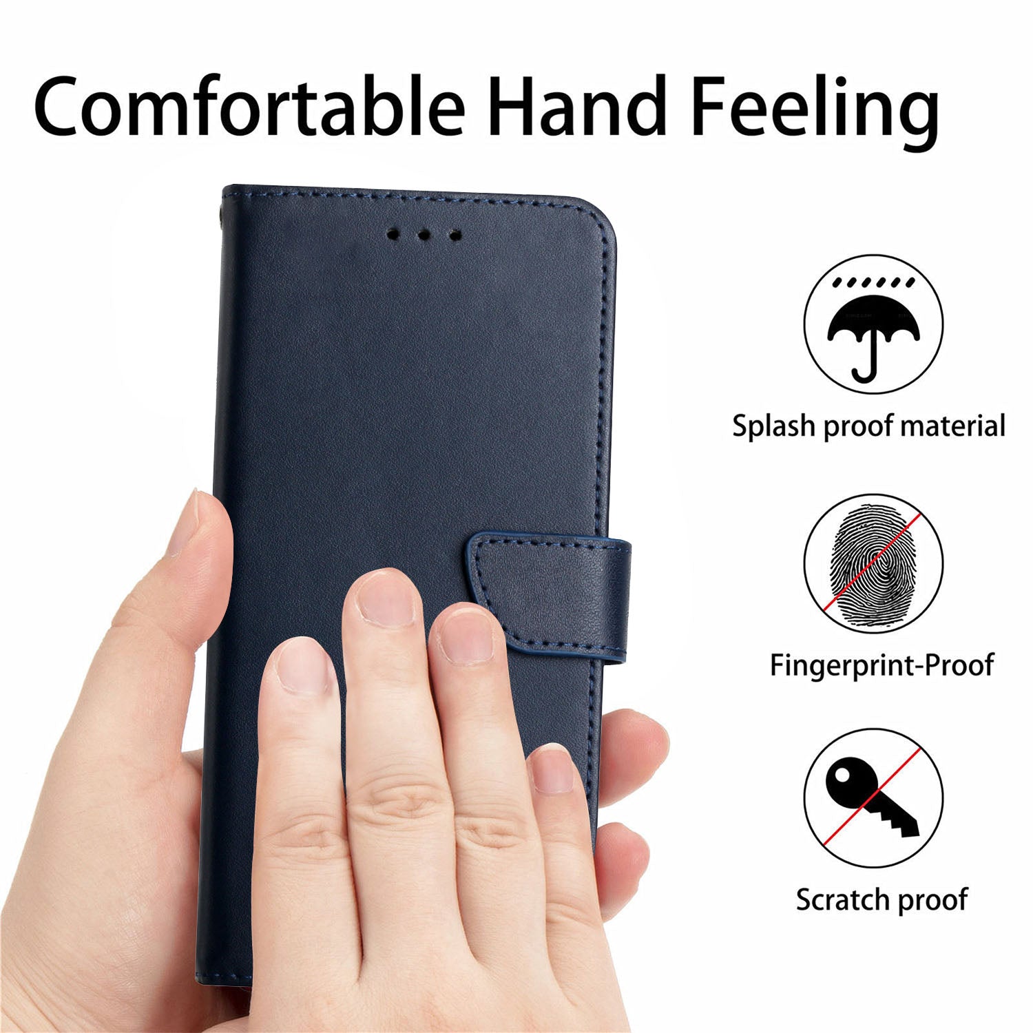 Solid Color Nappa Texture Case Wallet Genuine Leather Fingerprint-proof Scratch-proof Phone Cover with Stand for Samsung Galaxy S20 Ultra - Blue