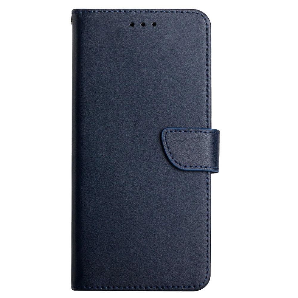 Solid Color Nappa Texture Case Wallet Genuine Leather Fingerprint-proof Scratch-proof Phone Cover with Stand for Samsung Galaxy S20 Ultra - Blue