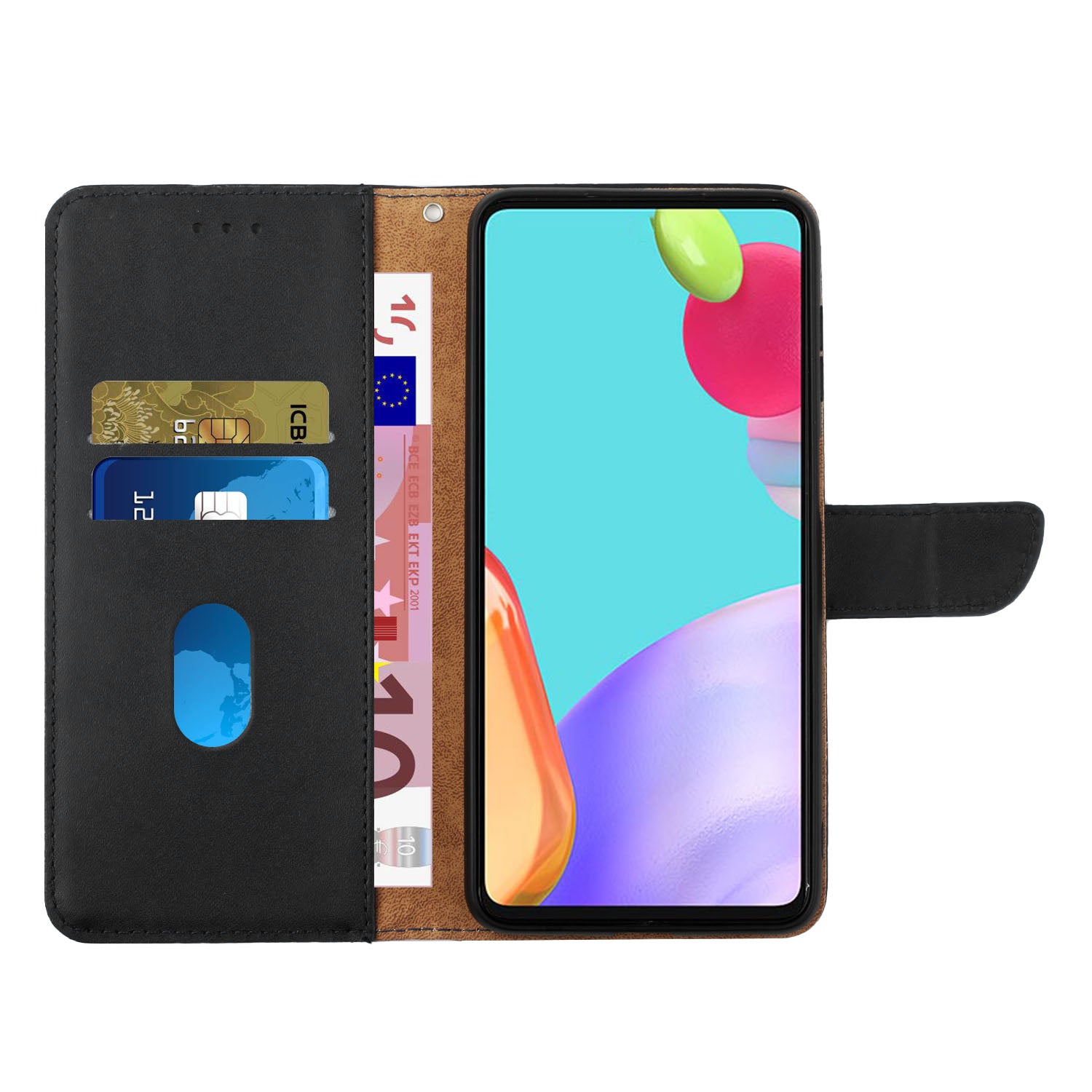 Solid Color Nappa Texture Case Magnetic Clasp Wallet Genuine Leather Phone Case with Stand for Samsung Galaxy S20 FE 2022/S20 FE/S20 FE 5G/S20 Lite - Black