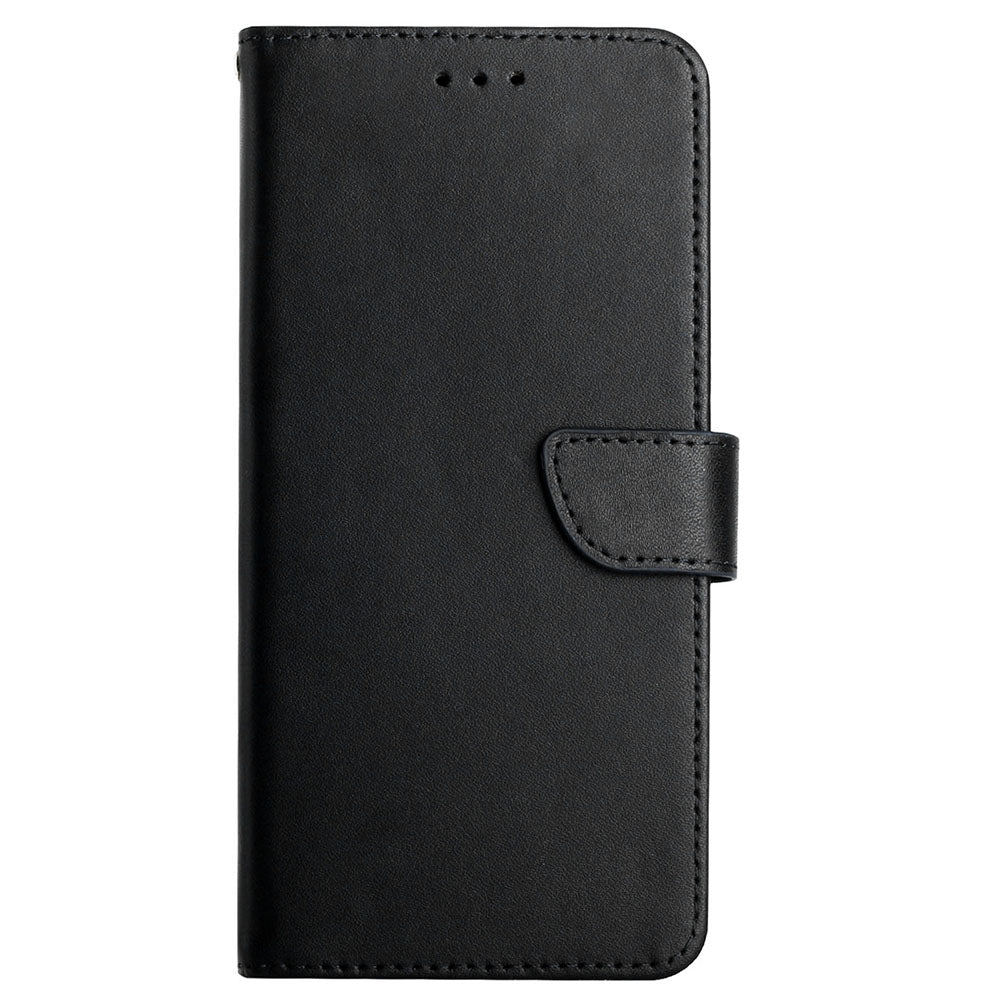 Solid Color Nappa Texture Case Magnetic Clasp Wallet Genuine Leather Phone Case with Stand for Samsung Galaxy S20 FE 2022/S20 FE/S20 FE 5G/S20 Lite - Black