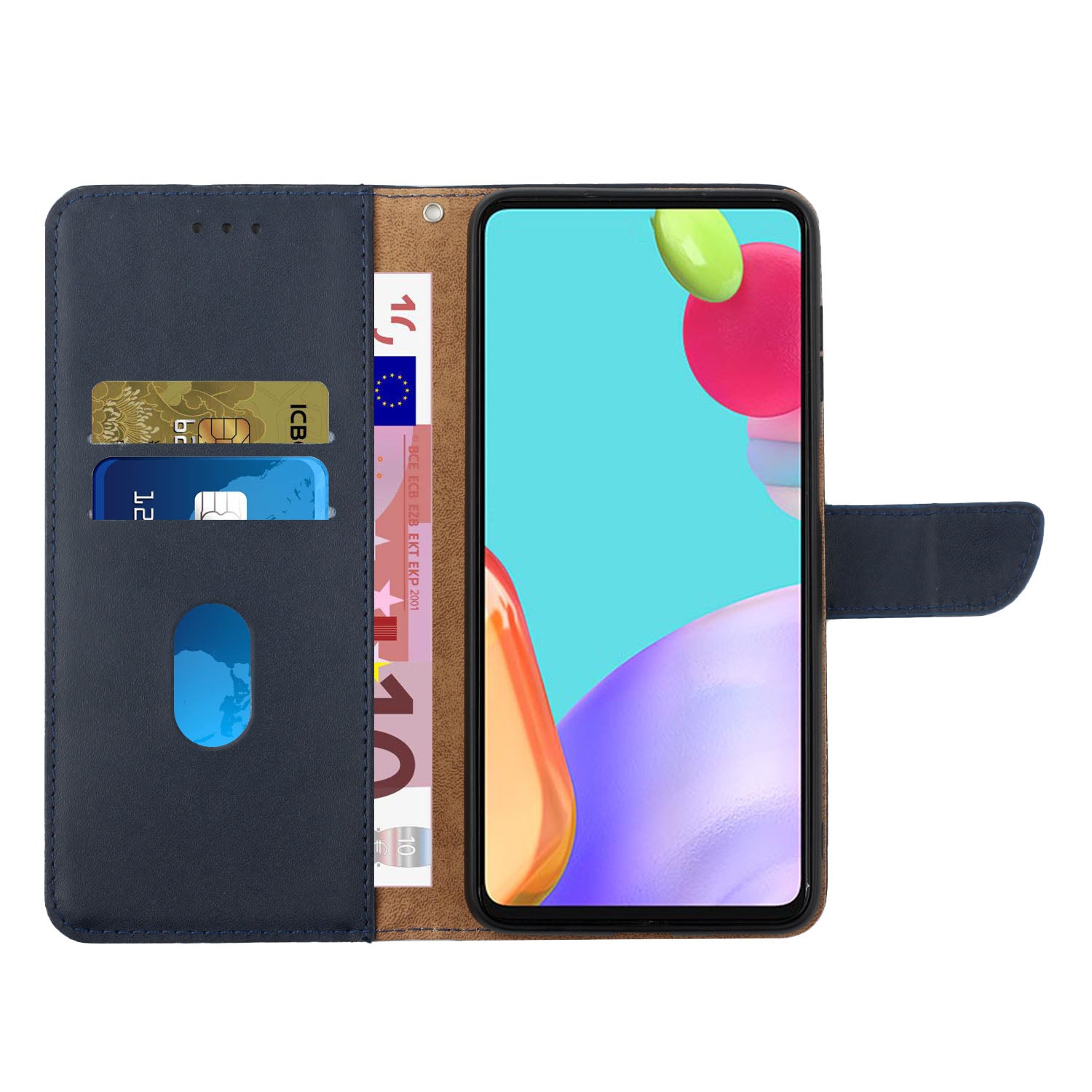 Solid Color Nappa Texture Case Magnetic Clasp Wallet Genuine Leather Phone Case with Stand for Samsung Galaxy S20 FE 2022/S20 FE/S20 FE 5G/S20 Lite - Blue