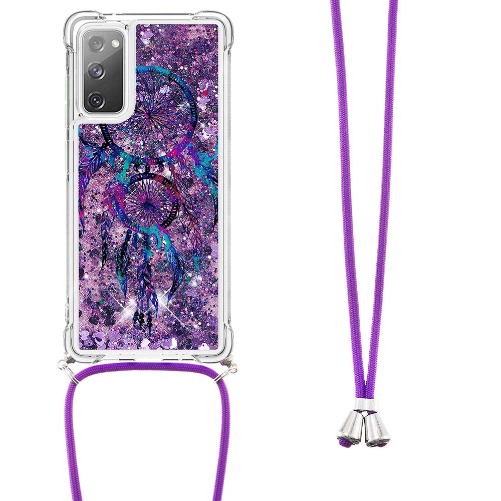 Sparkle Quicksand Series Soft TPU Pattern Printing Protective Back Case with Lanyard for Samsung Galaxy S20 FE 2022/S20 FE/S20 FE 5G/S20 Lite - Wind Chimes