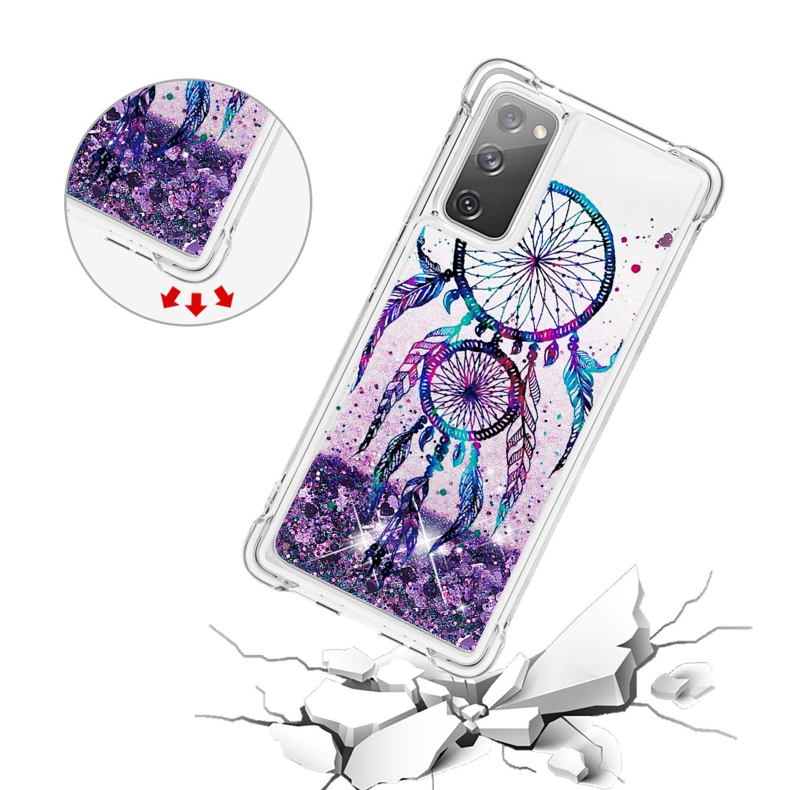 Quicksand Moving Bling Glitter Pattern Printing Clear Soft TPU Phone Case for Samsung Galaxy S20 FE 2022/S20 FE/S20 FE 5G/S20 Lite - Wind Chimes