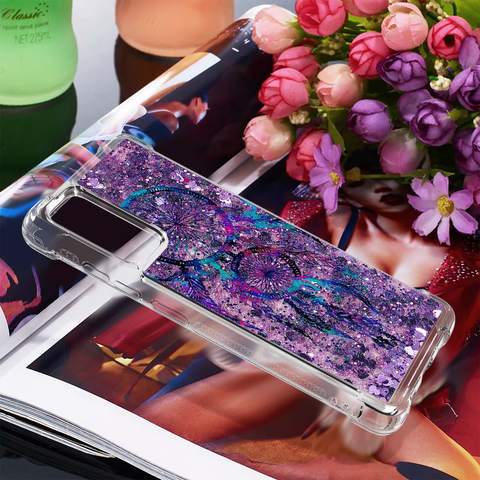 Quicksand Moving Bling Glitter Pattern Printing Clear Soft TPU Phone Case for Samsung Galaxy S20 FE 2022/S20 FE/S20 FE 5G/S20 Lite - Wind Chimes