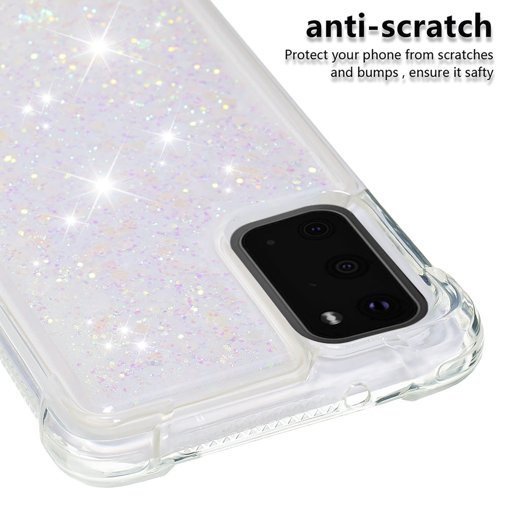 Quicksand Flowing Liquid Glitter Scratch-resistant TPU Mobile Phone Case Shell for Samsung Galaxy S20 4G/S20 5G - Shiny Hearts