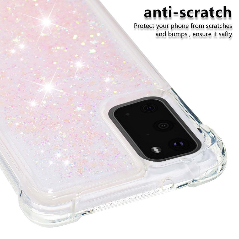 Quicksand Flowing Liquid Glitter Scratch-resistant TPU Mobile Phone Case Shell for Samsung Galaxy S20 4G/S20 5G - Pink Pentagram