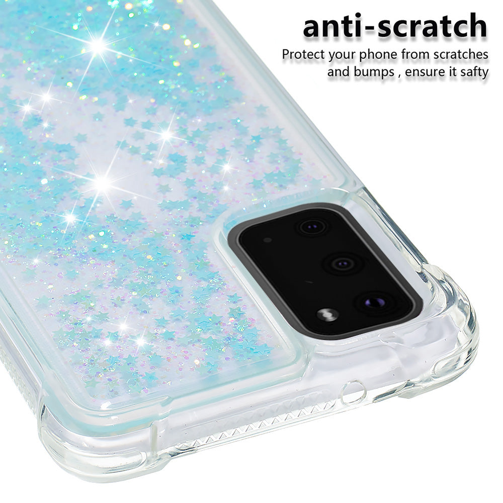 Quicksand Flowing Liquid Glitter Scratch-resistant TPU Mobile Phone Case Shell for Samsung Galaxy S20 4G/S20 5G - Blue Pentagram