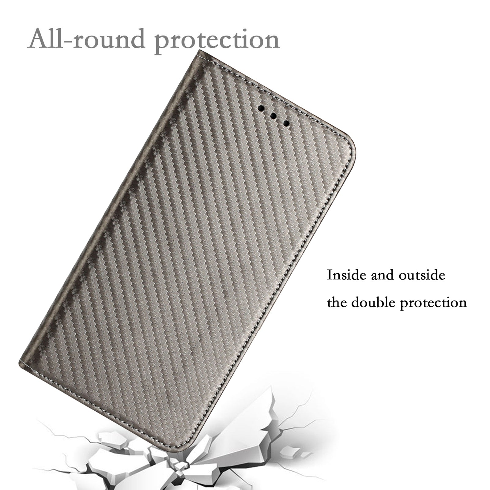 Wallet Design Carbon Fiber Texture Stand Auto-absorbed Leather Case Cover with Hand Strap for Samsung Galaxy S20 FE 2022/S20 FE 4G/5G/S20 Lite - Grey