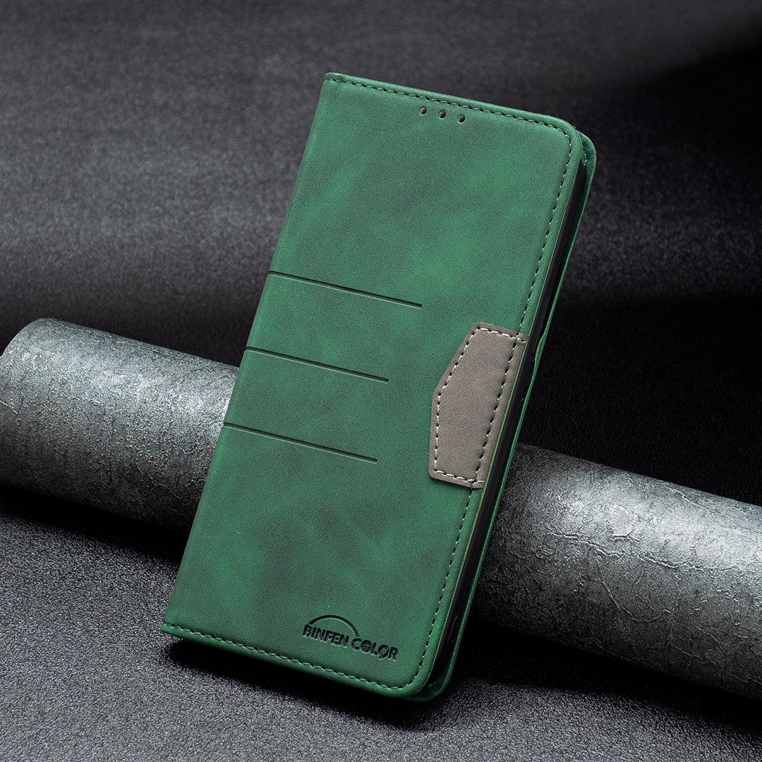 BINFEN COLOR Magnetic Auto-absorbed Wallet Shockproof Phone Stand Cover Anti-dust Phone Case Splicing Leather Shell for Samsung Galaxy S20 FE 2022/S20 FE/S20 FE 5G/S20 Lite - Green