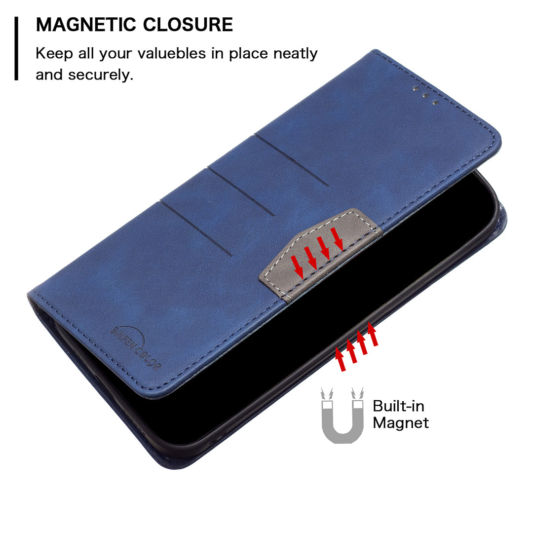 BINFEN COLOR Magnetic Auto-absorbed Wallet Shockproof Phone Stand Cover Anti-dust Phone Case Splicing Leather Shell for Samsung Galaxy S20 FE 2022/S20 FE/S20 FE 5G/S20 Lite - Blue